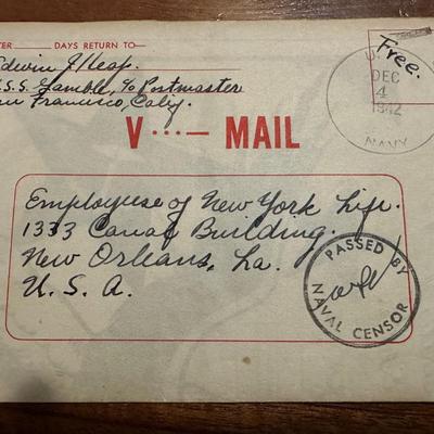 Navy V Mail Dated 1942