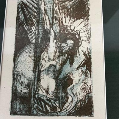 Christ on the Cross, Signed Block Print 