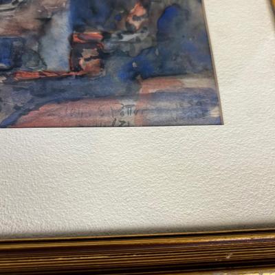 Watercolor Native Ruins Signed John (?) S. Potter