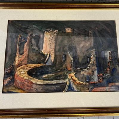 Watercolor Native Ruins Signed John (?) S. Potter