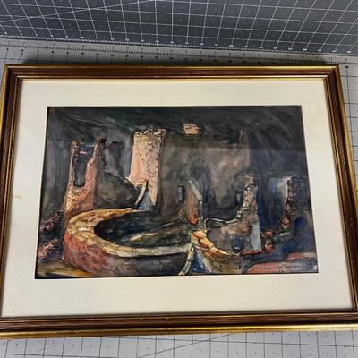 Watercolor Native Ruins Signed John (?) S. Potter