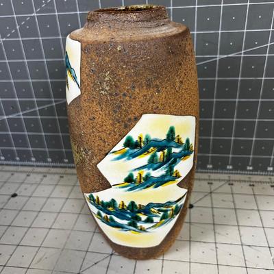 Japanese Stoneware Vase hand Painted 