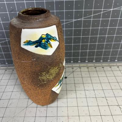 Japanese Stoneware Vase hand Painted 
