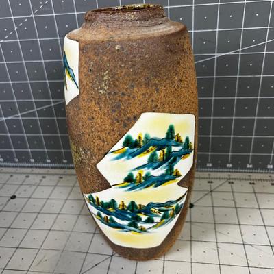 Japanese Stoneware Vase hand Painted 