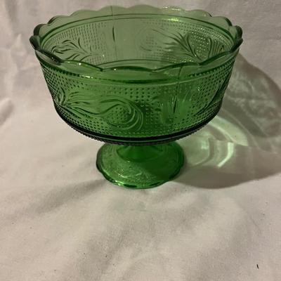 Brody Co, Green Glass Bowl w/ Carved Stone Fruit (BS-MK)