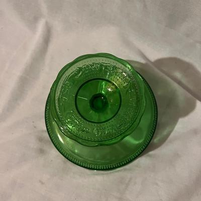 Brody Co, Green Glass Bowl w/ Carved Stone Fruit (BS-MK)