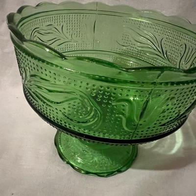 Brody Co, Green Glass Bowl w/ Carved Stone Fruit (BS-MK)