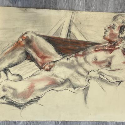 Male Erotic Nude Charcoal Sketch
