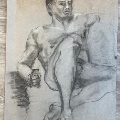 Male Erotic Nude Charcoal Sketch