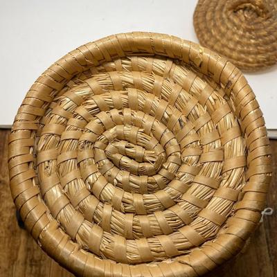American Coil Basket with Cover and Handles