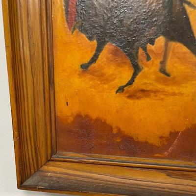 Spanish Bull Fight Matador Oil on Board Painting