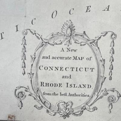 Old Map of Connecticut and Rhode Island Framed