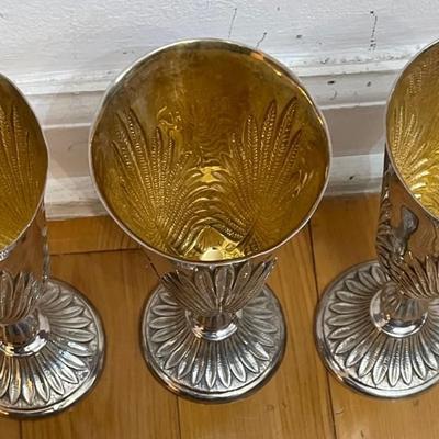 Three Tiffany Sterling Silver Water Goblets Cups