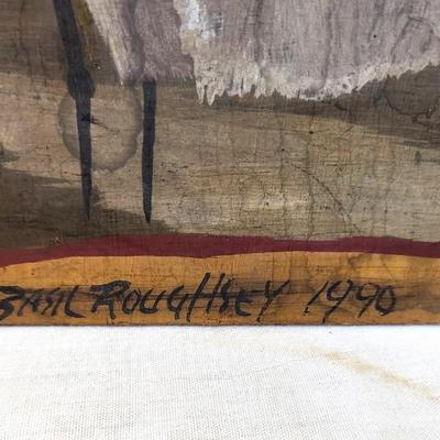 Lot #114  Acrylic on Board original Painting - Listed Artist Basil Roughsey, 1990