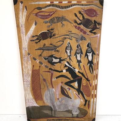 Lot #114  Acrylic on Board original Painting - Listed Artist Basil Roughsey, 1990