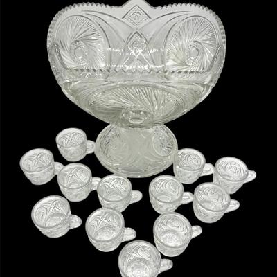 Vintage Aztec Punch Bowl Set