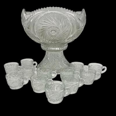 Vintage Aztec Punch Bowl Set