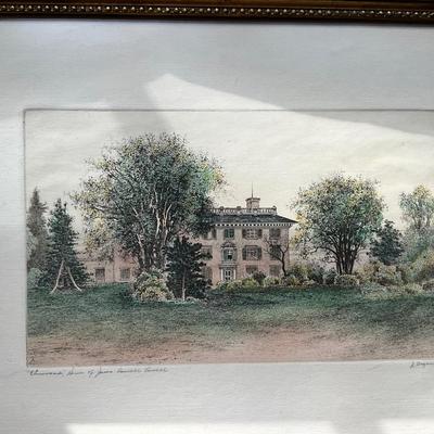 MR2227 Pair of Colored Etchings by J. Fagin Mercier; Elmwood and Sunnyside