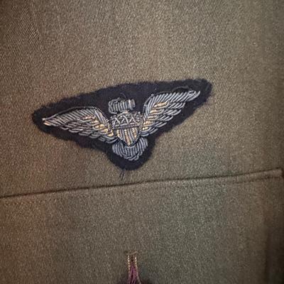 ORIGINAL WWII USN NAVAL AVIATOR GREEN UNIFORM Named And Bullion Wings