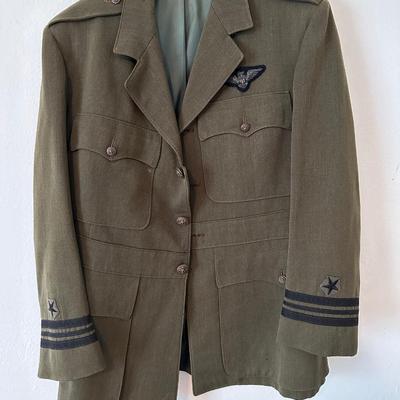 ORIGINAL WWII USN NAVAL AVIATOR GREEN UNIFORM Named And Bullion Wings