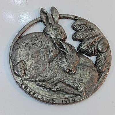 Three pewter LOVELAND Colorado Ornaments
