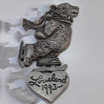 Three pewter LOVELAND Colorado Ornaments