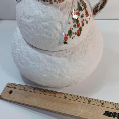 Antique Riddell California Four-piece snowman pitcher /punch bowl with MCM spatterware scarf