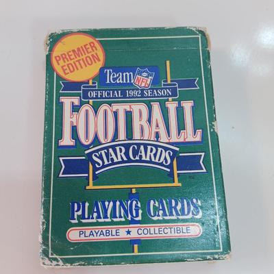 Two beanie like Salvin's Bammers collectible team bears - Broncos with a deck of football playing cards
