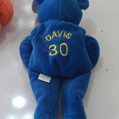 Two beanie like Salvin's Bammers collectible team bears - Broncos with a deck of football playing cards