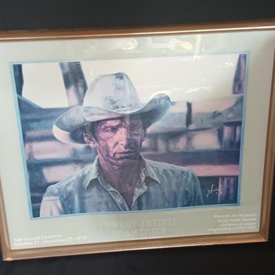 Gordon Snidow Saturday night Whisky 1978 best of show Cowboy artists of America Framed Poster