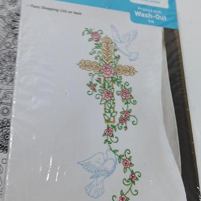 Multi Color Embroidery Floss / thread with crafting projects in a small plastic tote