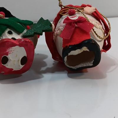 Ceramic Egg-shaped Mrs. Claus and Snowman ornaments