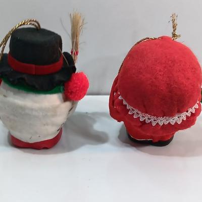 Ceramic Egg-shaped Mrs. Claus and Snowman ornaments