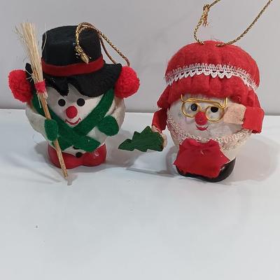 Ceramic Egg-shaped Mrs. Claus and Snowman ornaments