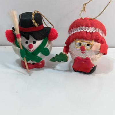 Ceramic Egg-shaped Mrs. Claus and Snowman ornaments