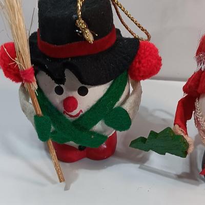 Ceramic Egg-shaped Mrs. Claus and Snowman ornaments