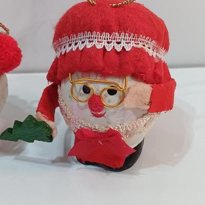 Ceramic Egg-shaped Mrs. Claus and Snowman ornaments