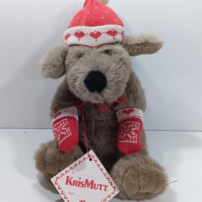Vintage 80s KrisMutt Dog Plush Toy, With original tags TARGET Christmas Plush Dog