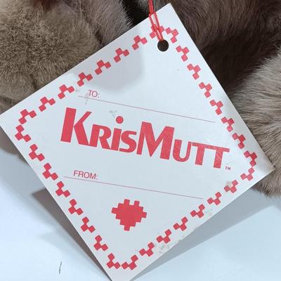 Vintage 80s KrisMutt Dog Plush Toy, With original tags TARGET Christmas Plush Dog