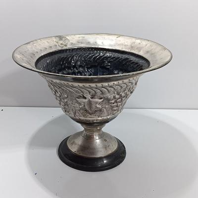 Hand Tooled Silver colored metal Planter