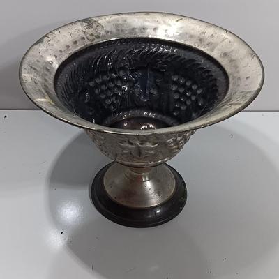 Hand Tooled Silver colored metal Planter