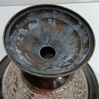 Hand Tooled Silver colored metal Planter