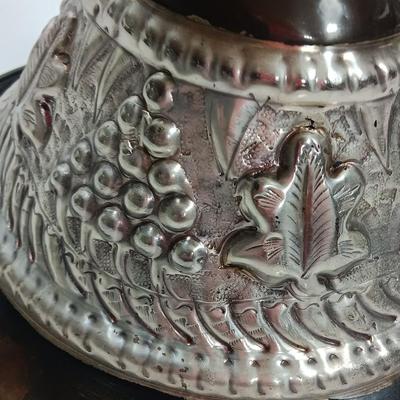 Hand Tooled Silver colored metal Planter