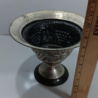 Hand Tooled Silver colored metal Planter