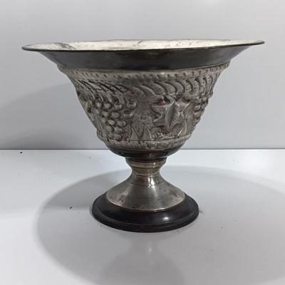 Hand Tooled Silver colored metal Planter
