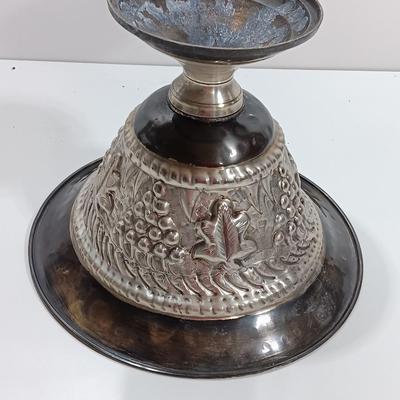 Hand Tooled Silver colored metal Planter