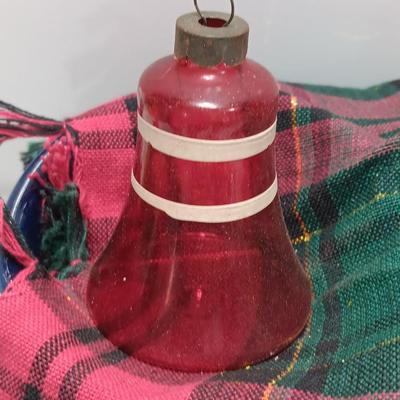 Four shiny brite Vintage Bell ornaments