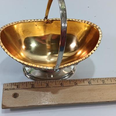 Corbell & Co. Silver Plated Oval Basket Handle Embossed Design Bottom Stamp Mark