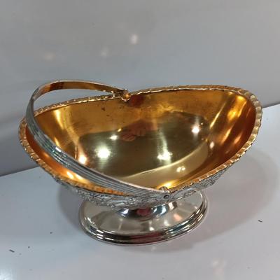 Corbell & Co. Silver Plated Oval Basket Handle Embossed Design Bottom Stamp Mark