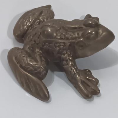 Brass frog with climbing brass frog brooch